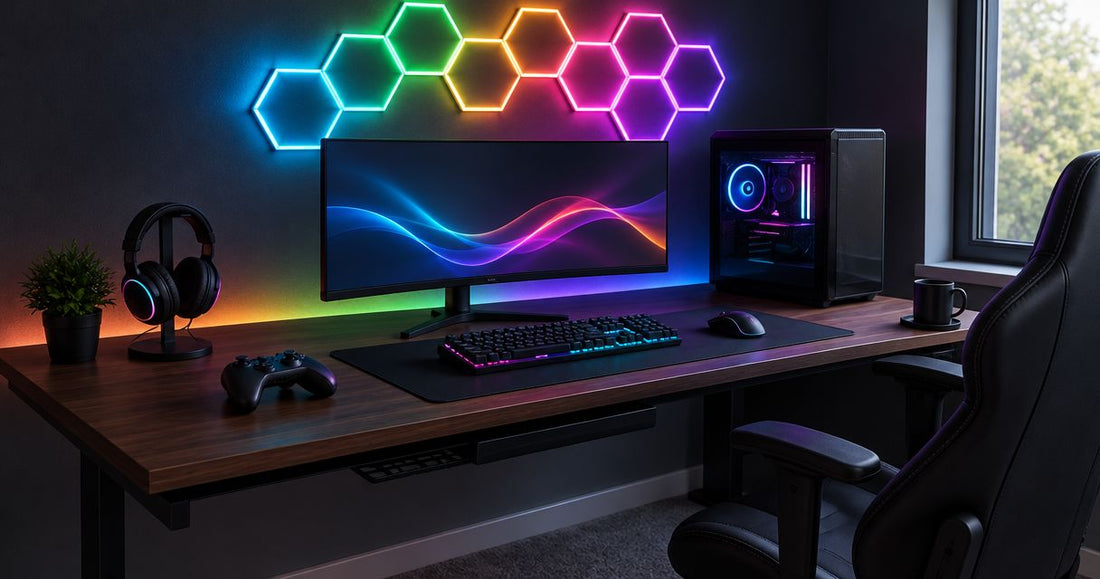 Hexagon LED lights for a gaming room: layout planning guide