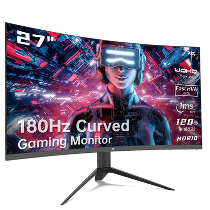 KTC 27 inch Gaming Monitor 1440P Curved Monitor 180Hz 144Hz 2K 1500R 1ms FreeSync Premium/G-Sync DisplayPort/HDMI/USB Vesa/Wall Mount Computer Monitor Ultrawide PC Monitor H27S17