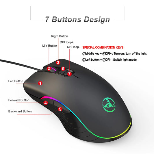 Glowing RGB Wired Gaming Mouse