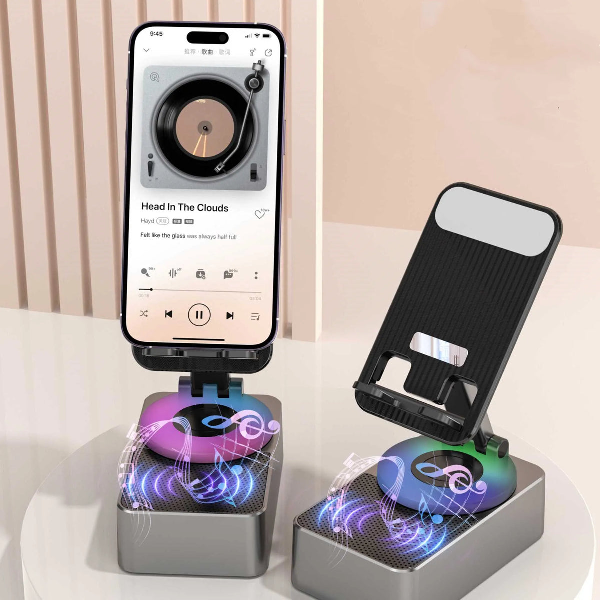 2-in-1 Foldable Phone Stand with Speaker