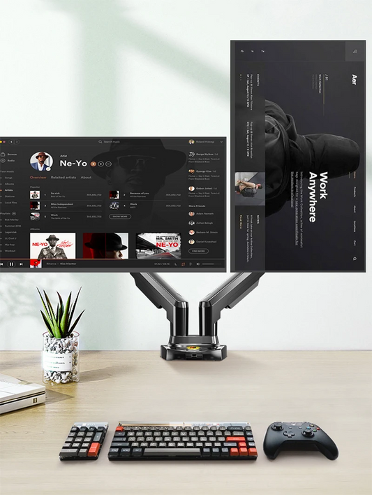 Dual Monitor Arm with Adjustable Gas Spring